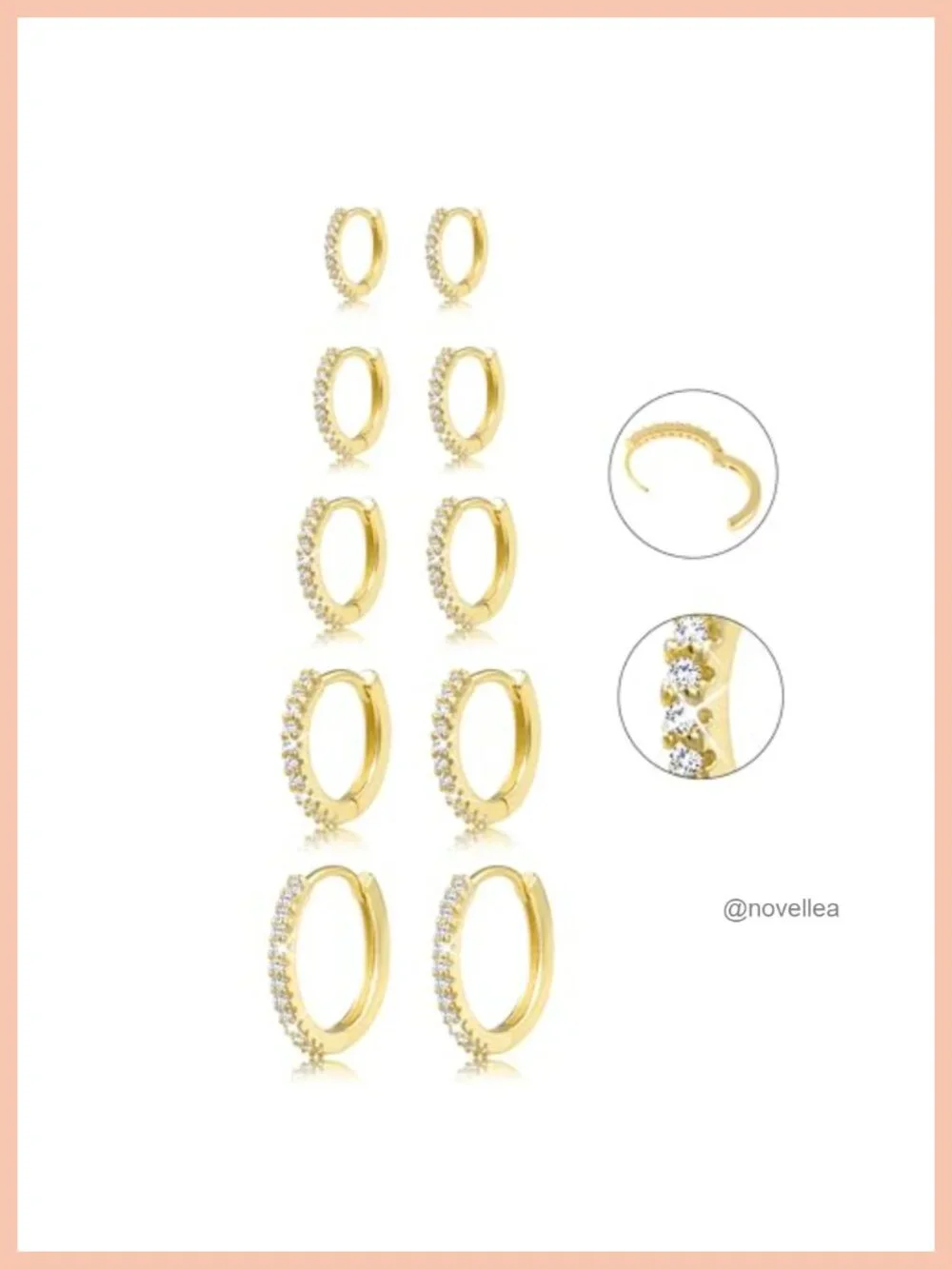 14K Gold Plated Hoop Earrings Set for Women Multiple Piercings